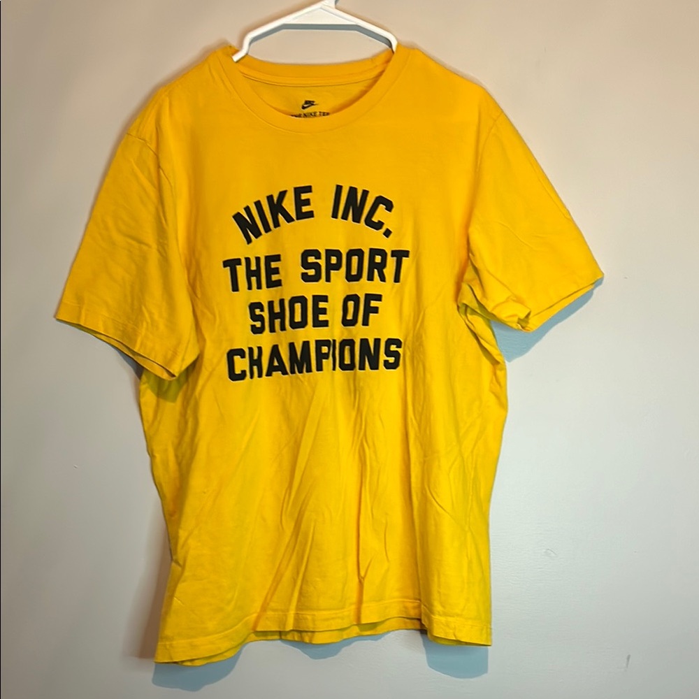 Nike Yellow Tee with Black Text - Picture 1 of 8